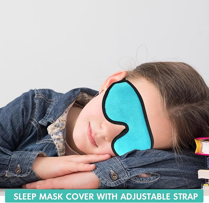 Coume Sleep Mask for Kids 3D Light Block Sleeping Blindfold Memory Foam Contoured Eye Mask with Adjustable Strap Zero Pressure Eye Cover for Boys Girls for Travel Home Office Meditation(Green)