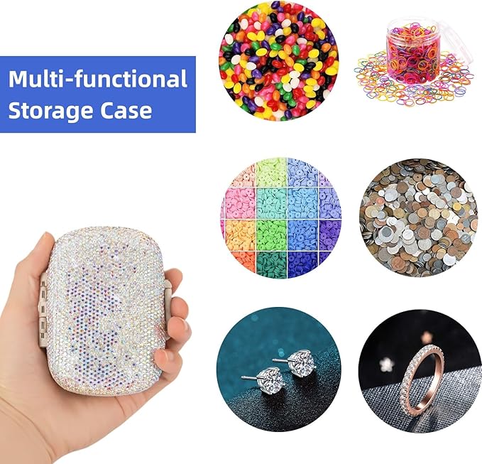 Pill Organizer with Labels Bling Pocket Pill Case with Stickers Travel Medicine Kit Holder Small Purse Pill Box Container Portable Mini Medication Storage (AB Colorful & 300 Labels)