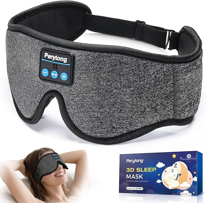 Sleep Mask with Bluetooth 5.4 Headphones, 3D Contoured Sleep Eye Mask with Ultra-Thin HD Stereo Speakers for Side Sleepers, Long-Lasting Battery Life & Blackout for Men Women Deeper Sleep