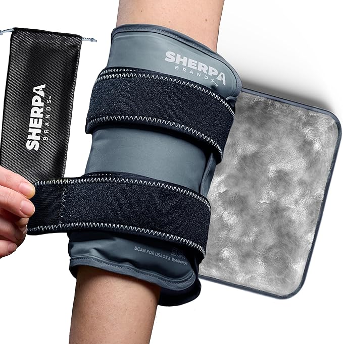Medium Gel Ice Packs for Injuries Reusable Wrap with Straps - Hot and Cold Pack for Pain Relief, Tennis Elbow, Ankle, Foot, Hand - 8" x 12" - Grey