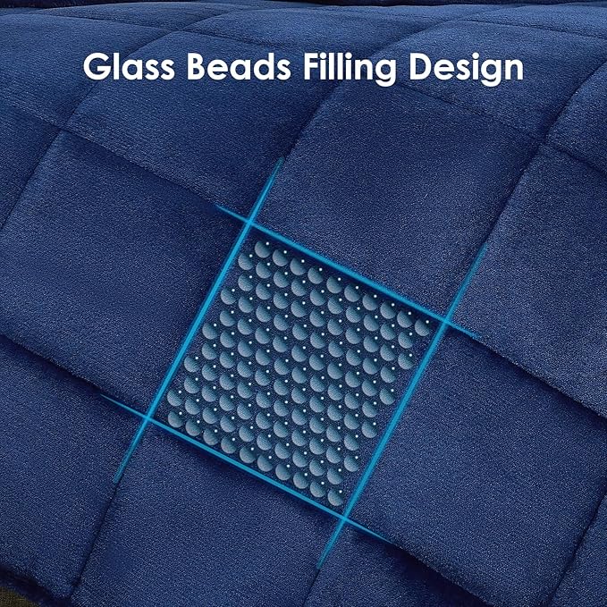yescool Weighted Blanket for Adults (15 lbs, 60" x 80", Sapphire Blue) Heavy Blanket for Sleeping Perfect for 140-160 lbs, Queen Size Breathable Blanket with Premium Glass Bead