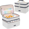 Medicine Bag for Traveling, Dual Layers Medicine Pill Organizer Medication Pill Bottle Storage with Lockable Zipper, Medical Supplies First Aid Kit,Home Storage for Pills, Vitamins(Dark Grey)