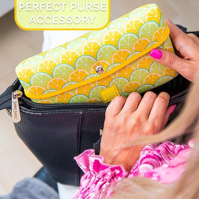 Made Easy Kit Pill Case Large 7-Day / 28 Compartments in Neoprene Carrier with Storage Pill Box in Daily in Morn, NOON, EVE, Bed a Weekly Vitamin, Medicine, Capsule Organization (Lemon & Lime)