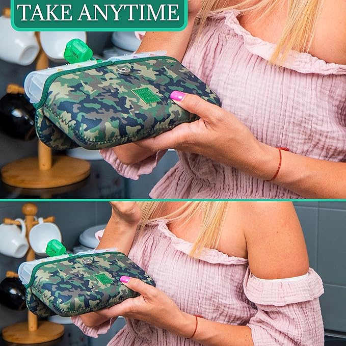 Made Easy Kit Pill Case Large 7-Day / 28 Compartments in Neoprene Carrier with Storage Pill Box in Daily in Morn, NOON, EVE, Bed a Weekly Vitamin, Medicine, Capsule Organization (Camo Dark)