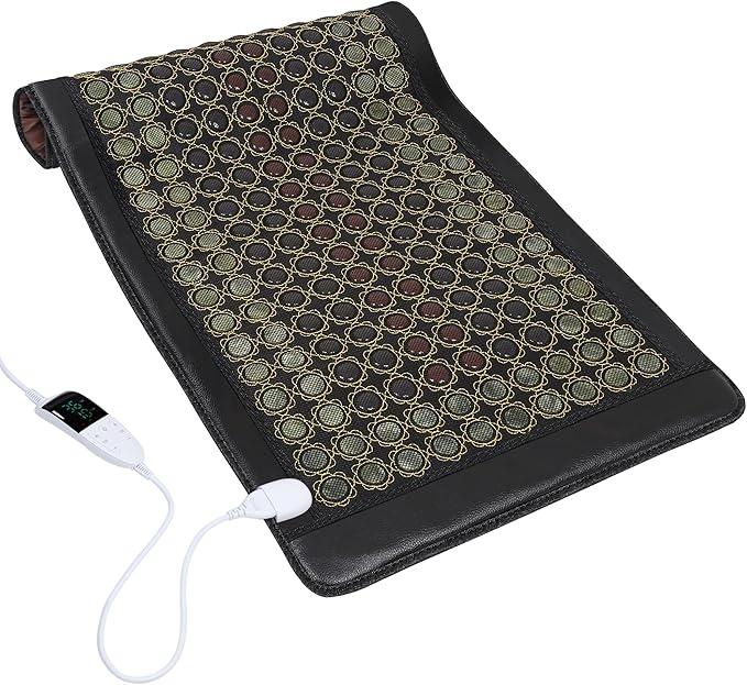 Far Infrared Heating Pad for Back, Infrared Heating Pad, Smart Controller with Memory Function, 184pcs Natural Jade and Tourmaline, Auto Shut Off, 39 x 21.5 inches