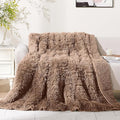 Cottonblue Weighted Blanket 15 lbs for Adults Twin Size, Luxury Sherpa Faux Fur Reversible Plush Weighted Blankets Throw 48x72 in, Snugly Long Fur Warm Heavy Blanket for Couch Sofa Bed, Brown/Khaki