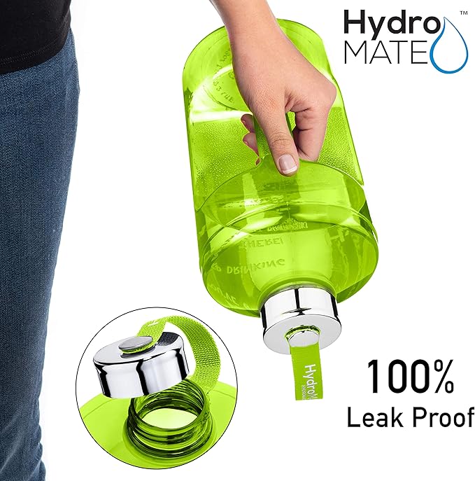 NatureWorks HydroMATE 1 Gallon Motivational Water Bottle with Times to Drink for the Day BPA Free Reusable Big Water Bottle with Handle 1 Gallon Water Bottles with Time Marker 128 oz
