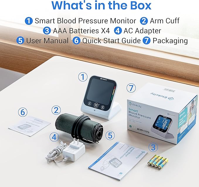 Etekcity Bluetooth Blood Pressure Monitor, FSA-HSA Eligible, Smart Upper Arm Automatic BP Machine with App, Wide Cuff 8.6"-16.5", Irregular Heartbeat Detection,Home Medical Diagnostic Kit Wearables