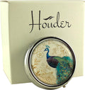 Designer Pill Box by Houder - Decorative Pill Case with Gift Box - Carry Your Meds in Style (Peacock)