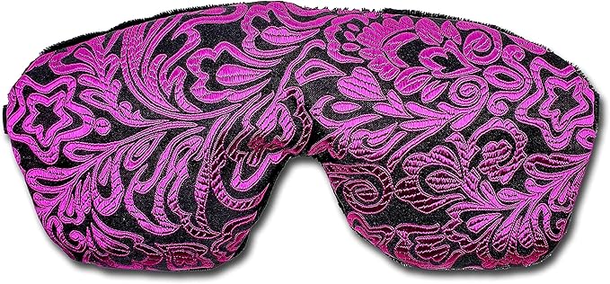 Handmade Weighted Sleep Eye Mask Yoga Pillow - Flax Seed Fill - Lavender Scented - Magenta Doodle - TEMFL-MD