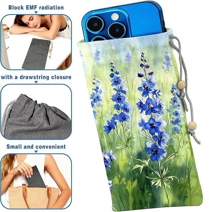 EMF Shield Sleeve for Cell Phone Reduce Signal Anti-EMP Pouch Against Radiation, EMF, 5G, RFID Blocking 4x8 Inch Lavender Phone Sleeve Bags