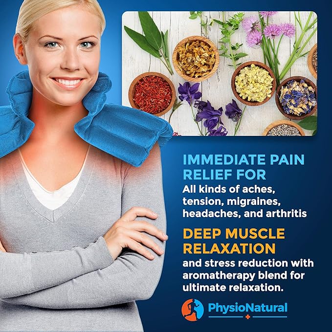 Weighted Neck and Shoulder Wrap - Instant Relief for Tension and Stress, Migraines, Headaches, Aches, Spasms - Deep, Penetrating Muscle Relaxation with Herbal Aromatherapy