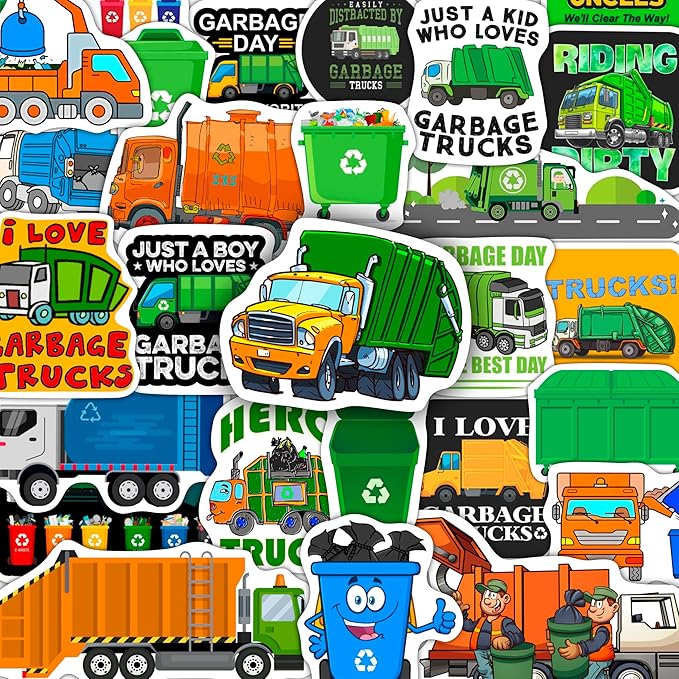 BulbaCraft Garbage Truck Stickers, Trash Truck Stickers, Garbage Party suppliess, Gifts for Women & Men