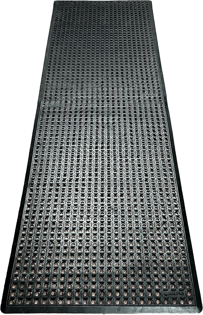 Rhino Mats, B-Series Anti-Fatigue Drain-Thru, Grease Resistant, Non-Slip Drainage Floor Mat for Restaurant, Kitchen, Pool, Car Wash, Lab, Gyms, Workplace, Docks or Anywhere (Black, 3' x 10' x 3/4")