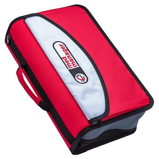 Med Manager by Case-It, Portable Pill Organizer Case, Travel Medication Bag, Holds Various Sized Pill Bottles, Great for Home Or Travel (Travel, Red)