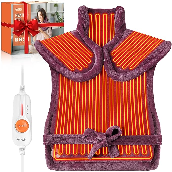 Boileau Electric Heating Pad for Back Pain Relief, Birthday Gifts for Women Men Mom Dad Elderly, Self Care Gifts for Him Her Wife Husband, Neck Shoulder Back Pain Relief 24"x33" Large Heating Heat Pad