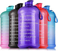 Hydration Nation 1 Gallon Motivational Water Bottle with Time Marker - 128oz, BPA-Free, Leak-Proof, Athletic, Purple, Reusable, Standard Bottle, Plastic, 13x6.3 Inches, Hand Wash Only