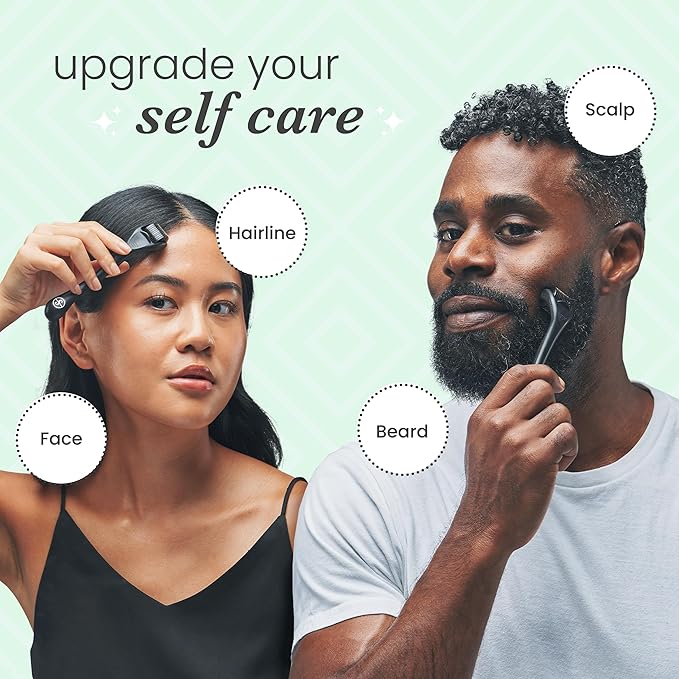 Derma Roller Microneedling Roller for Face, Beard, Hair - Includes Free Storage Case, for Men and Women