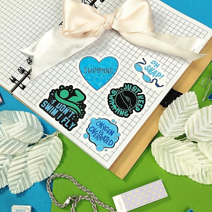 BulbaCraft Adult Swim Stickers, Swimming Stickers, Swimmer Decals, Swimmer Gifts, Swim Party Favors, Gifts for Women & Men