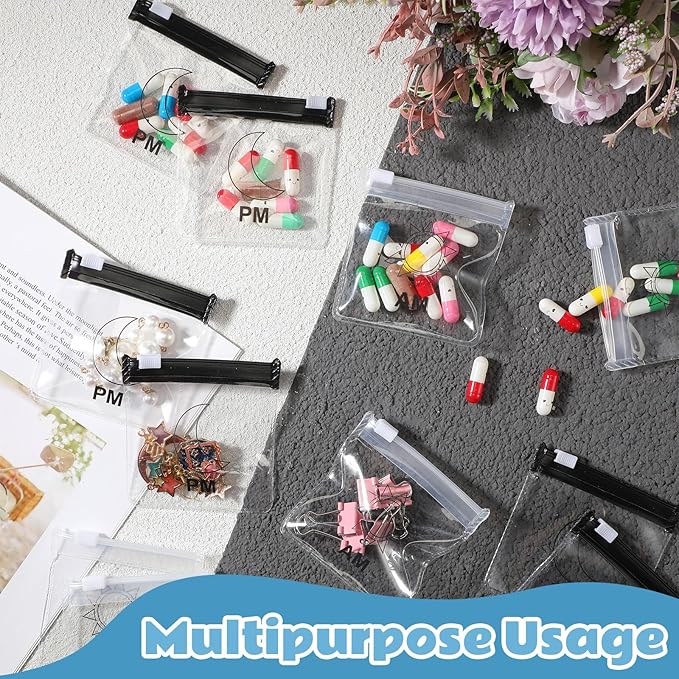 70 Pcs Pill Pouch Bags Zippered Reusable Medicine Pouches Travel Plastic Pill Bags Self Sealing Medicine Organizer with Slide Lock for Medication, Vitamins, Jewelry, Daily Small Items(Vivid Style)