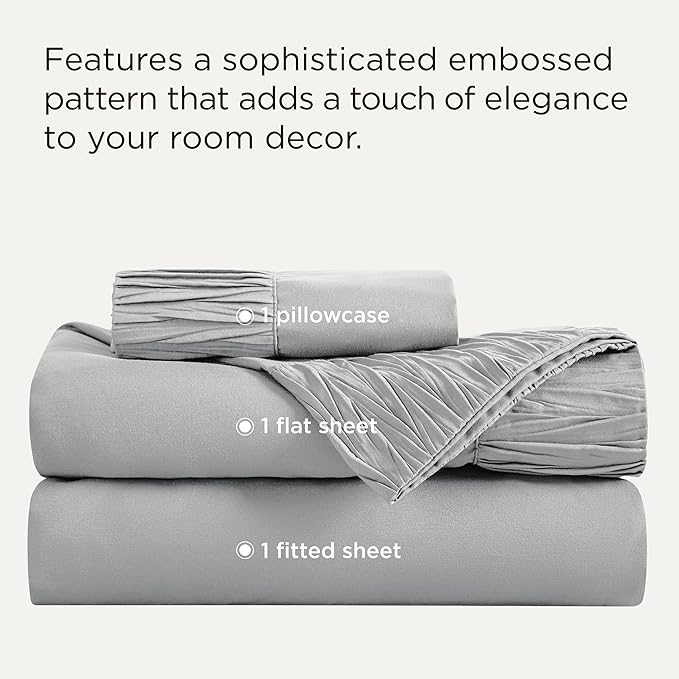Bedsure Twin XL Sheet Sets Dorm Bedding - 3 Pieces Soft Extra Long Twin Sheets, Hotel Luxury, Easy Care Microfiber for Women, Men, Grey