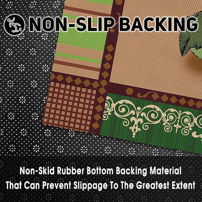 Apple Kitchen Rugs 2 Piece Set for Floor Mat, Non Skid Washable Absorbent Microfiber Apple Kitchen Mat for in Front of Sink for Standing for Home Apple Kitchen Decor 17"X30"+17"X47"