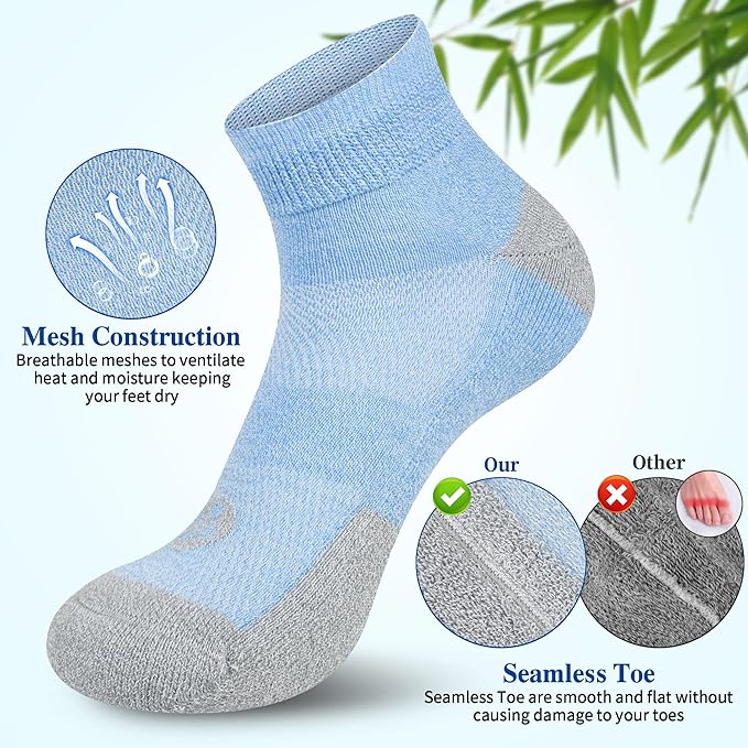 Diabetic Socks for Men,6 Pairs Ankle Mens Diabetic Socks,Diabetic Neuropathy Socks for Men Size 9-11/10-13/13-15.