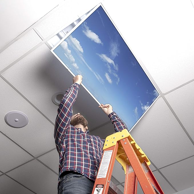 OCTO LIGHTS Fluorescent Light Covers Cloud Sky Panel for Ceiling Lights, Light Covers for Ceiling Lights Classroom 2x4 (22.38"x46.5") Backlit Film Insert for Fluorescent Light Fixtures (Pack of 1)