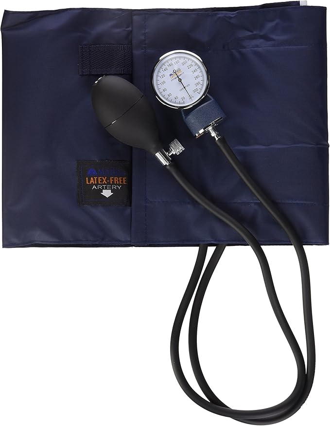 MABIS Precision Series Aneroid Sphygmomanometer Manual Blood Pressure Set with Calibratrated Nylon Cuff and Carrying Case, Thigh, Latex Free