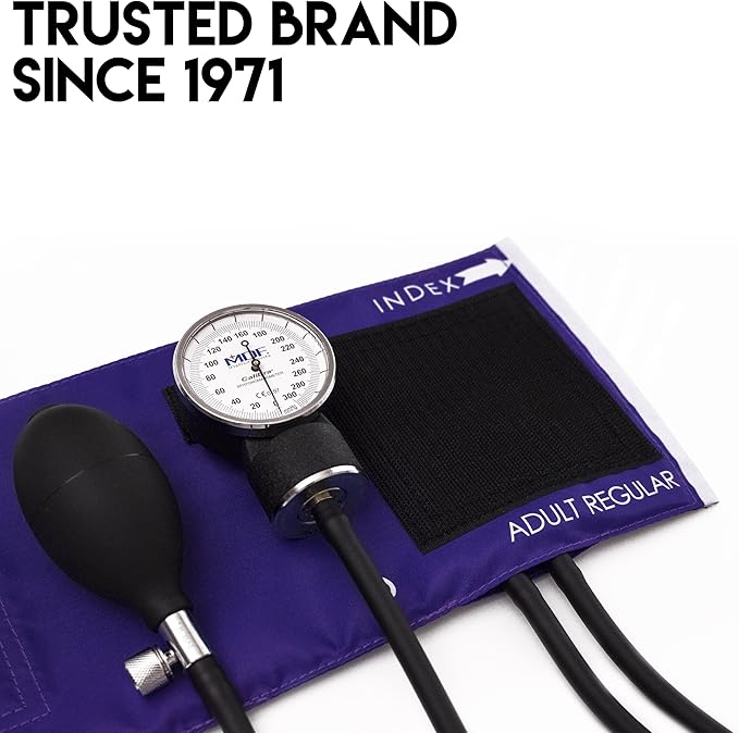 MDF Instruments, Calibra Aneroid Premium Professional Sphygmomanometer, Blood Pressure Monitor with Adult Cuff & Carrying Case, Lifetime Calibration, White Dial, Purple Cuff, MDF808M08 (Pack of 2)