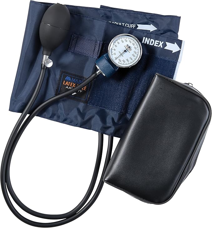 MABIS Precision Series Aneroid Sphygmomanometer Manual Blood Pressure Set with Calibrated, Nylon Cuff and Carrying Case, FSA HSA Eligible, Adult Large, Latex Free