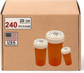 20 Dram Push Down and Turn Vials for Pharmacy 240 Pcs Empty Pill Bottles with Reversible Caps, Mini Pill Organizer Containers Child-Resistant Small Travel Pill Dispenser for Bulk Use