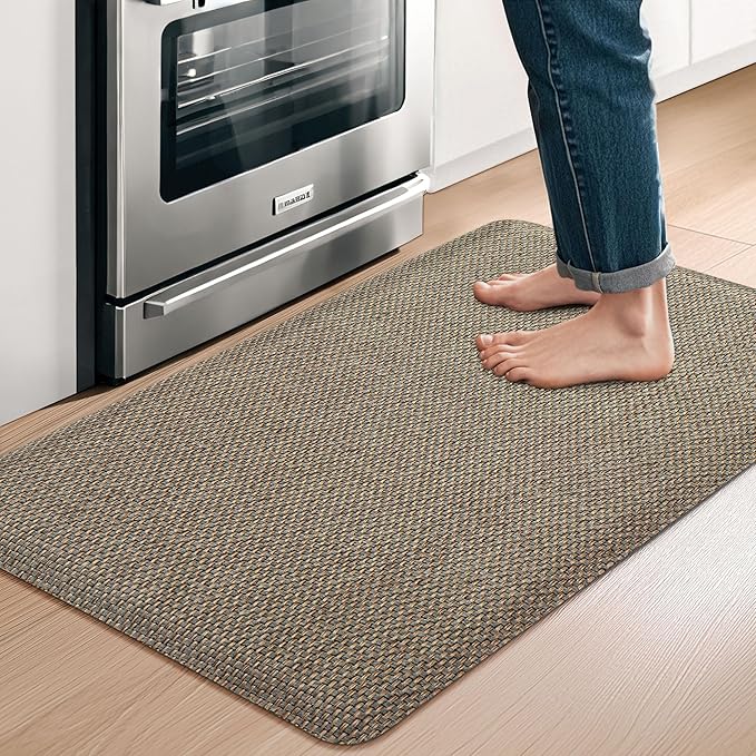 Kitchen Mats for Floor Cushioned Anti-Fatigue Kitchen Floor Mat Non Slip Kitchen Rugs for Floor Absorbent Foam Comfort Standing Mat for Front of Sink, Office, Laundry(Grey/Green, 17.3"x28")