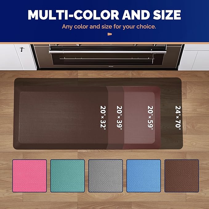 FEATOL Anti Fatigue Mat for Standing, 9/10 Extra Thick Ergonomic Standing Desk Mat, Comfort Memory Foam Standing Mat at Home,Office All Day (20" x 32", Brown, 1PC)