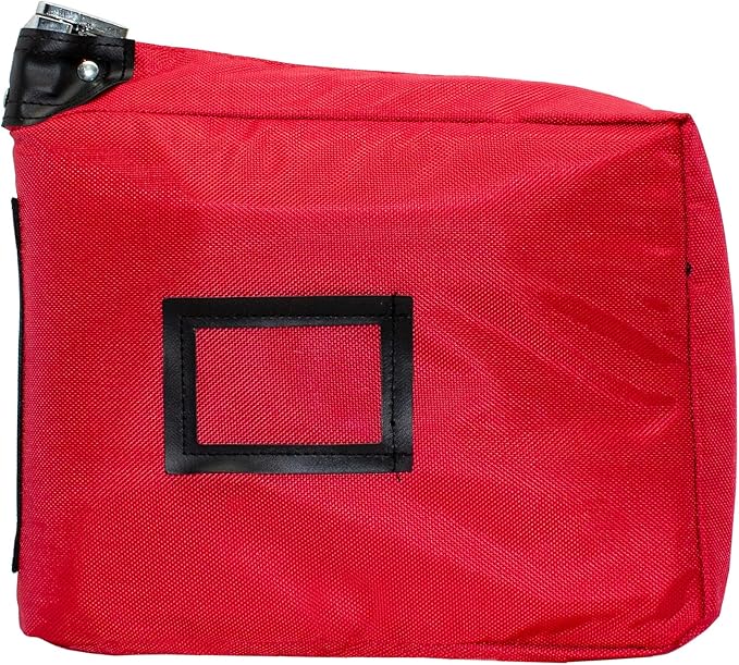 Large Medicine Bag Includes Pill Box and Removable Clear Bags, Prescription Bottle Organizer, Travel Carry Case, Standard Lock,12 x 10 x 2 Inch (Red)