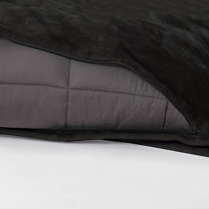 Dream Lab Plush 15lb Weighted Blanket with Removable & Washable Cover, Charcoal, 48" x 72"