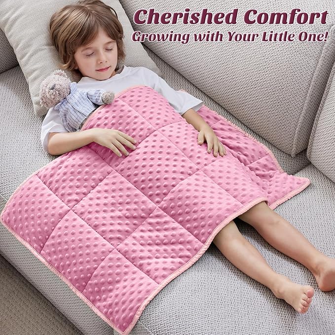 anfie Weighted Blanket Kids(20"x30" 2lbs) Weighted Blanket Cooling Blanket for Sleeping,Throw Size Breathable Blanket with Premium Glass Bead(Pink)