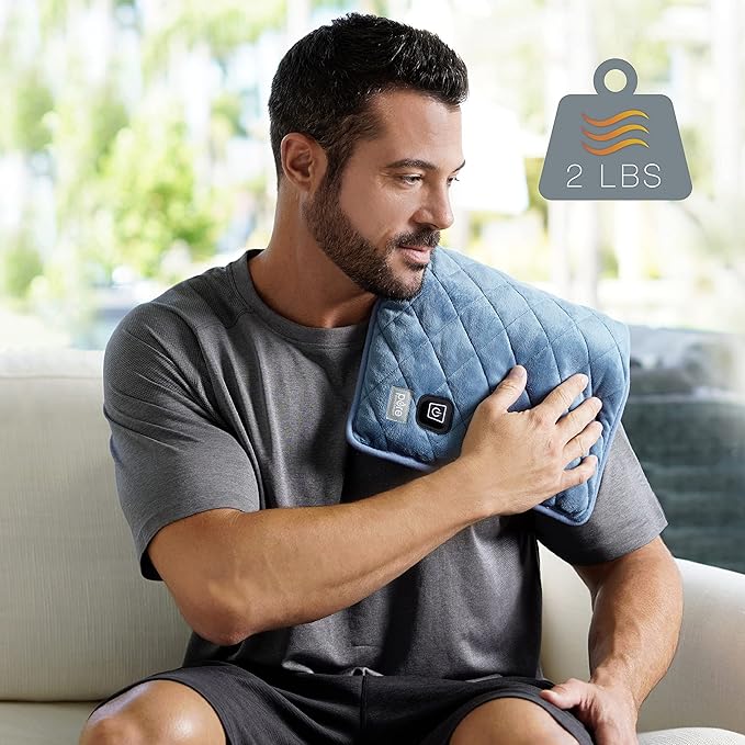 Pure Enrichment WeightedWarmth - 2-in-1 Weighted Lap Pad with Warmer (20” x 12”) 2 lbs, 3 Warmth Settings, BPA-Free, Non-Toxic Beads, & Soft Micromink — Ideal for Kids, Travel & Back Pain, or Cramps