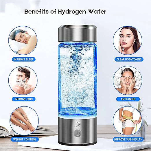 2026 Upgrade Hydrogen Water Generator Bottle, SPE & PEM Technology, 14OZ Portable Rechargeable Hydrogen Water Ionizer Machine, for Home Office Gift Travel Fitness Daily Drinking