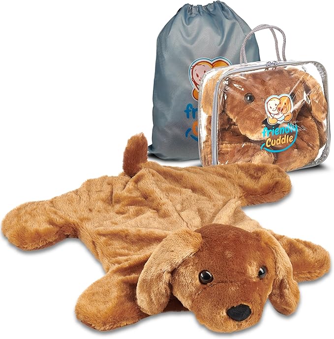 FRIENDLY CUDDLE Weighted Lap Blanket for Kids & Adults – Kids Weighted Blanket – ASD, Sensory Processing Weighted Stuffed Animals Dog Toy – Microwavable Weighted Lap Pad for Kids, 5 Lbs.