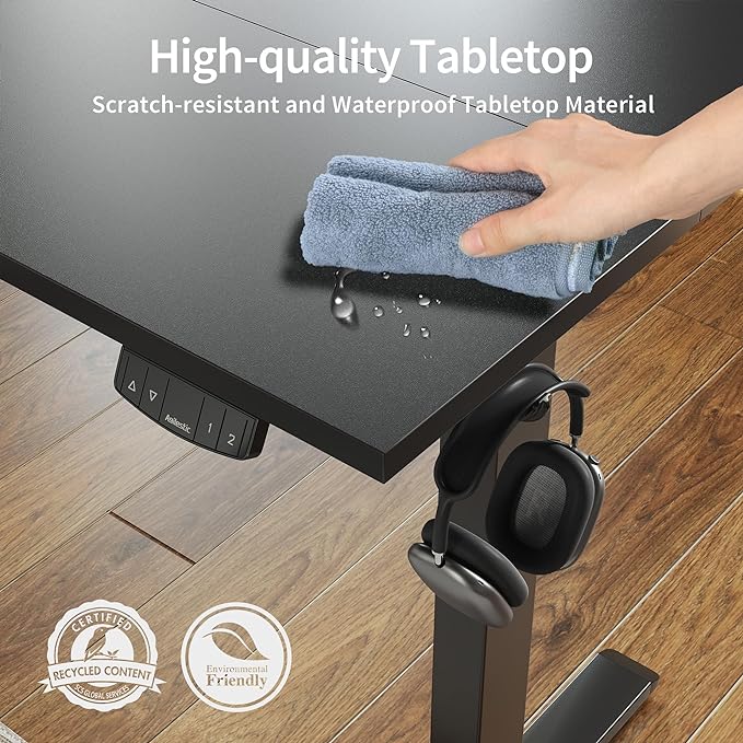 Agilestic Electric Standing Desk, 40 x 24 Inches Height Adjustable Desk, Sit Stand up for Work Office Home, Ergonomic Rising Computer Table with Memory Preset, Black