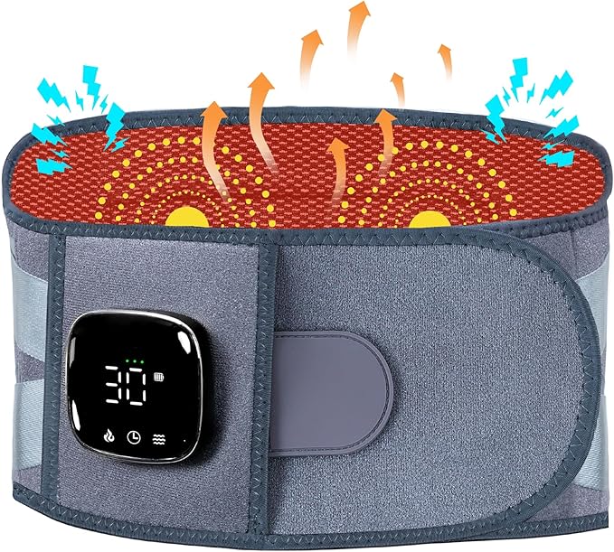 47-67" Electric Heating Pads for Back Pain,Cordless Heating Pad for Lower Back Massager,Lumbar Support Heated Brace,5 Vibration&3 Heat Portable Waist Wrap Belt for Cramps,Gift for Men Women