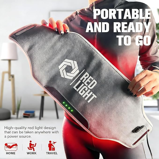 Portable Red Light Belt for Body, LED Light Wrap for Back Shoulder Waist, Supports Muscle Relaxation and Comfort, Gift for Men Women