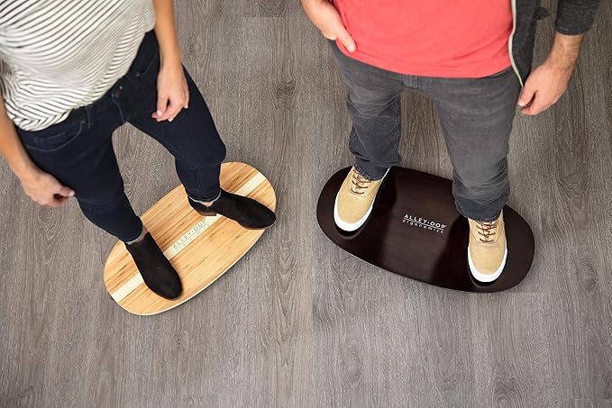 ALLEYOOP WOOD ROCKER BOARD • Unique 360° Omni-directional Rocking Movement • Ergonomically Engineered For Stability At Your Standing Desk, Medium, Ebony