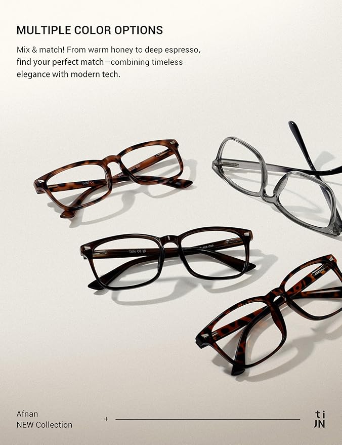 TIJN Blue Light Blocking Glasses for Women Men Clear Frame Square Nerd Eyeglasses Anti Blue Ray Computer Screen Glasses