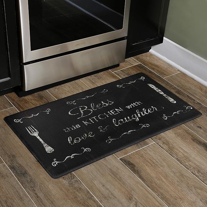 J&V TEXTILES Anti Fatigue Kitchen Mat - Kitchen Mat Cushioned Anti Fatigue, Kitchen Floor Mats Cushioned, Non Slip Waterproof Mat Standing Desk, 20x36x1/2 inches (Bless This Kitchen)