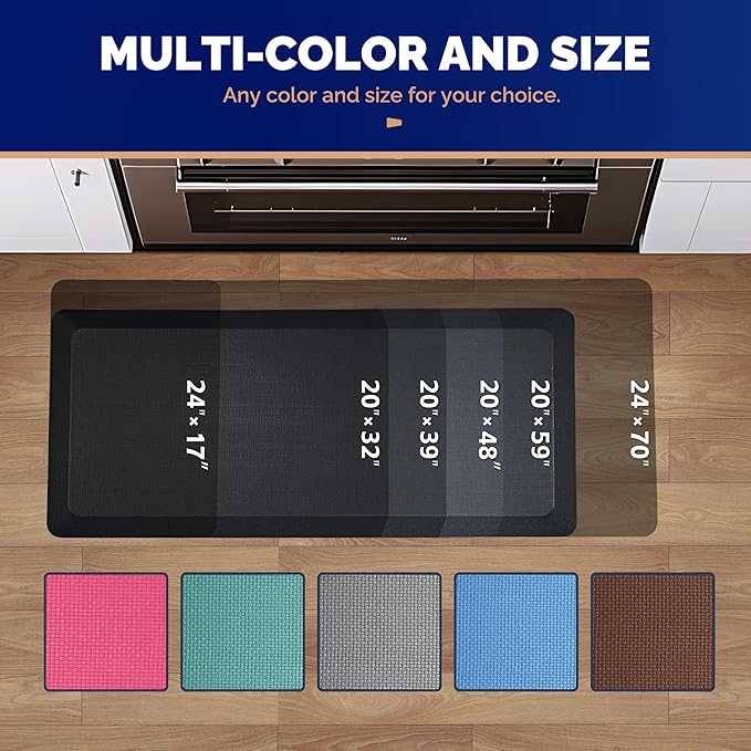 FEATOL Anti Fatigue Mat for Standing, 9/10 Extra Thick Ergonomic Standing Desk Mat, Comfort Memory Foam Standing Mat at Home,Office All Day (17" x 24", Black, 1PC)