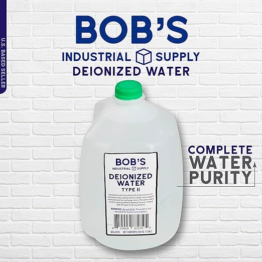 BISupply Deionized Water Gallon Type 2 Deionized Water Jug - 1Gal Type II Demineralized Sterile Distilled Water for Automotive and Laboratory Equipment