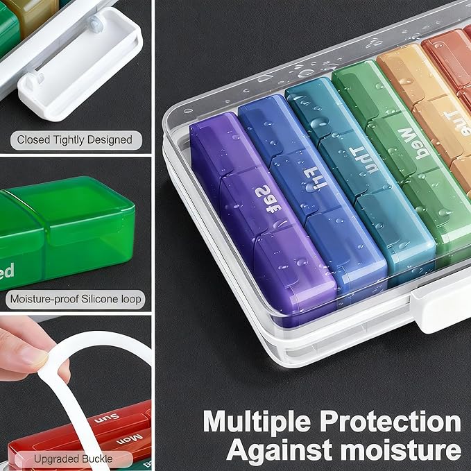 funest 4-Tier XL Medicine Organizer with Leather Handle - Portable Pill Case & Empty First Aid Kit with Removable Trayfor Home, Travel, RV, School, Dorm, White