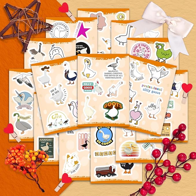 BulbaCraft 100Pcs Silly Goose Stickers for Laptop - Funny Goose Party suppliess & Decorations, Gifts for Women & Men